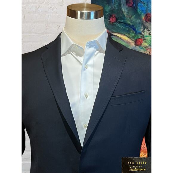 Ted Baker Mens 42L Dark Ink Navy Blue Casual Blazer Sport Coat Jacket - Picture 3 of 15